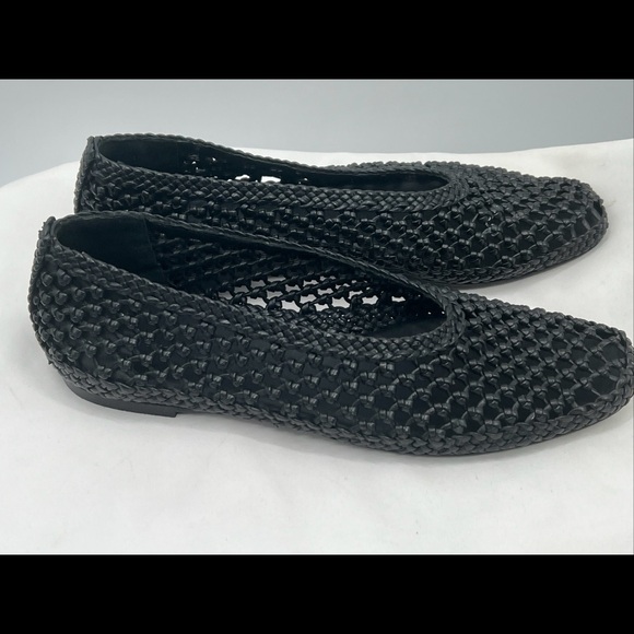 Massimo Dutti Women's Braided Leather Black Ballet Flats EUR Size 38 US Size 8 - Picture 1 of 16